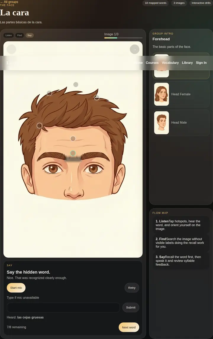 Spanish say-mode speaking practice